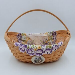 Longaberger Oval Lg 2006 Crocus Basket Tag Plastic Protector Handkerchief Liner